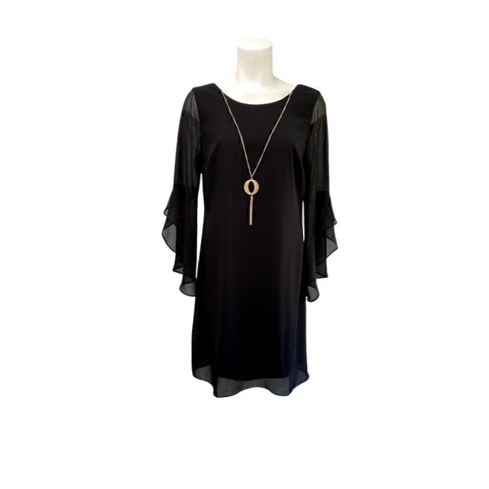 Thalia Sodi Shift Dress Small Black Bell-Sleeves